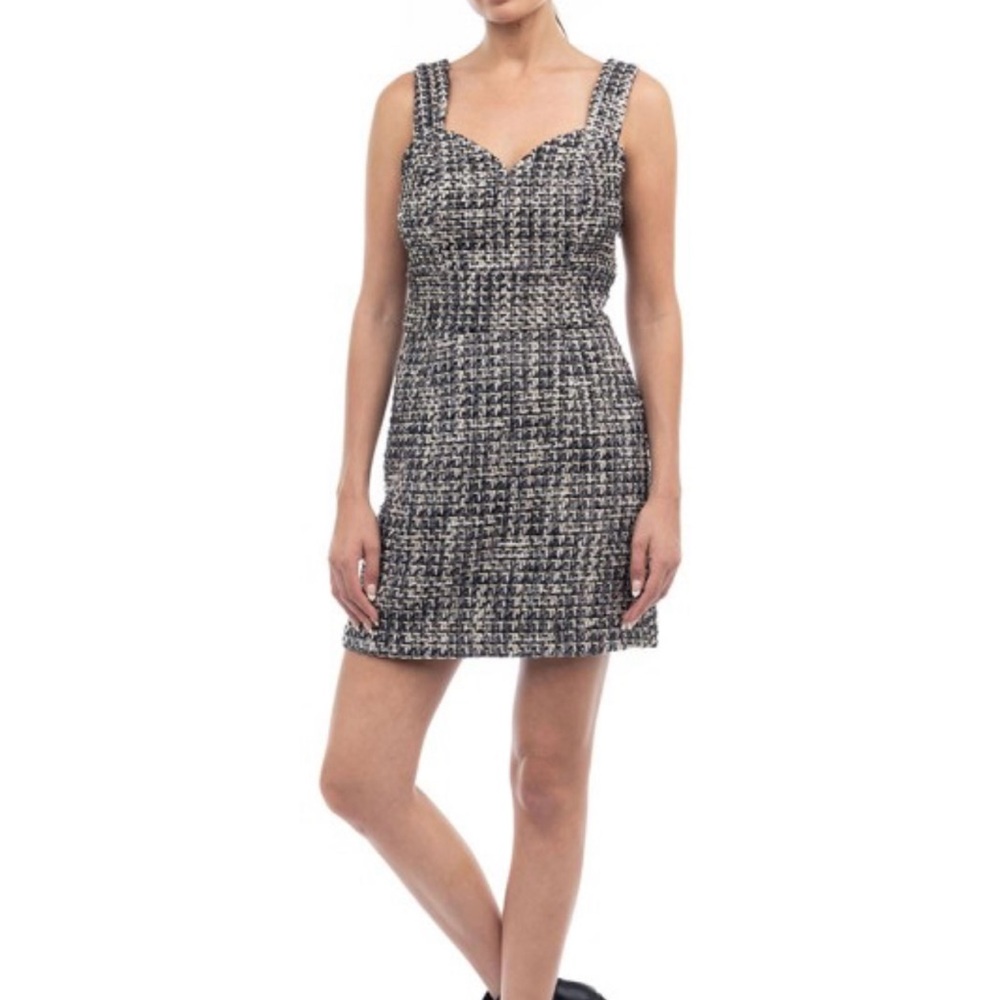 Naked Zebra Black and White Tweed Mini Dress